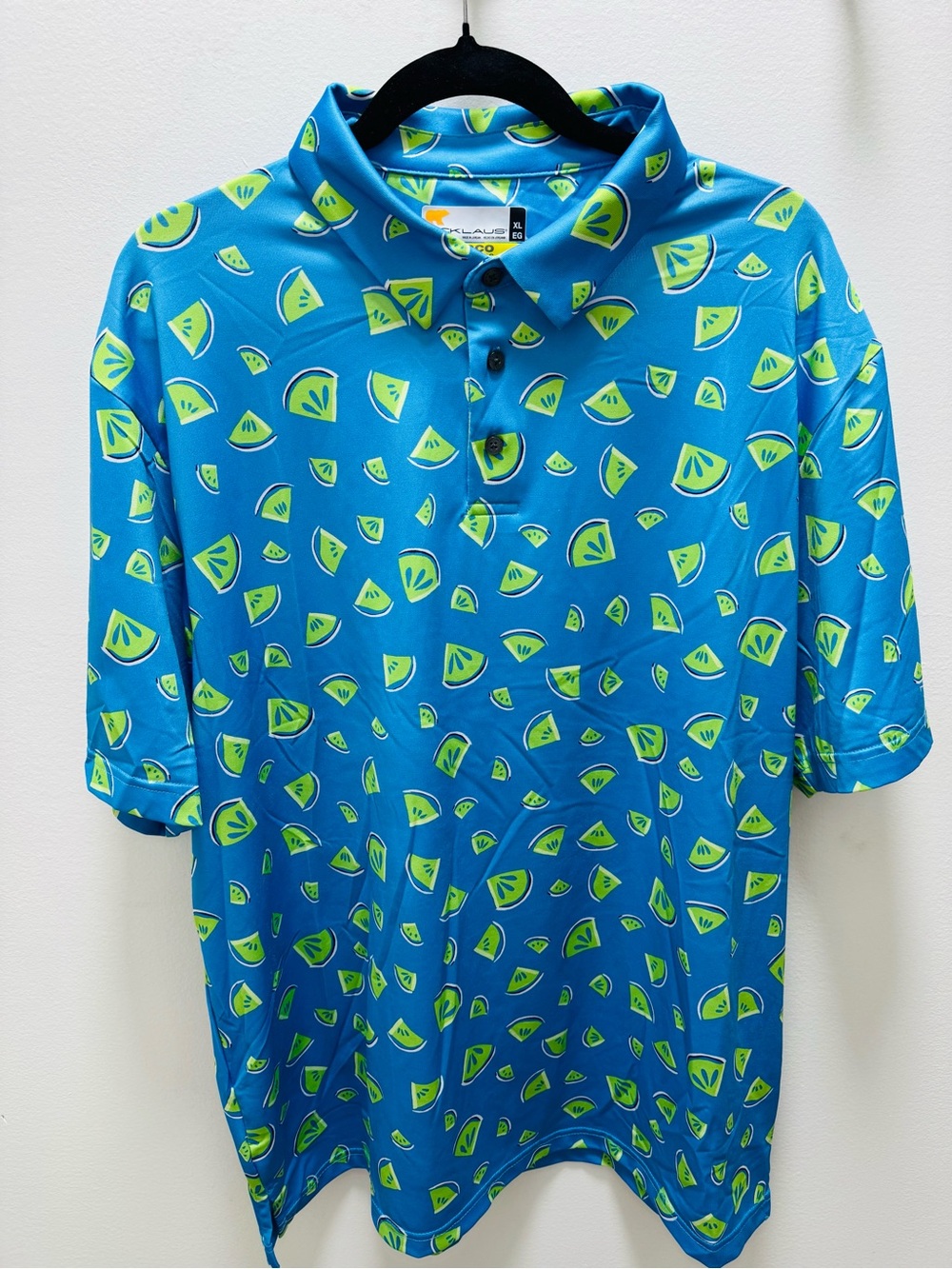 Men's Blue Polo with Lime Slice Print by Unknown Brand